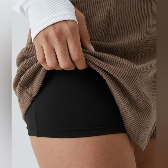 Halara High Waisted Back Zipper Split Hem 2-in-1 Corduroy Casual Skirt medium - Picture 5 of 5